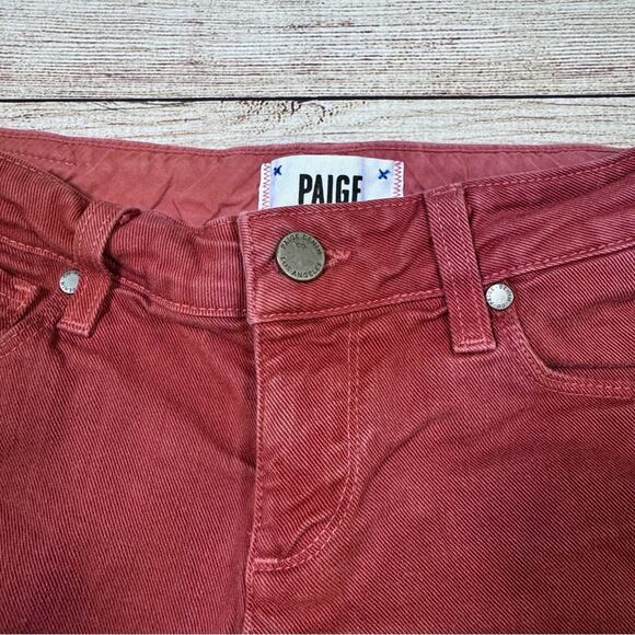 PAIGE Rust Red Orange Jimmy Jimmy Jean Shorts Cuffed Hem Raw Hem Women's 23 - Picture 3 of 11